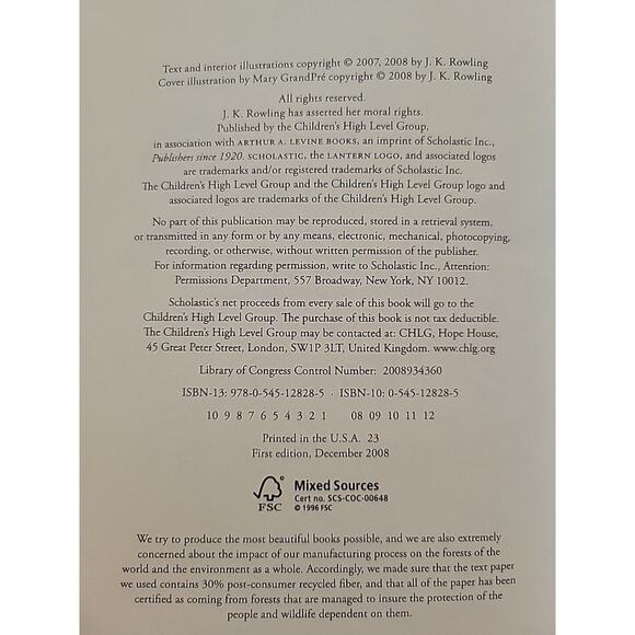 HARRY POTTER The TALES OF BEEDLE THE BARD JK Rowling 1st Edition Auto Signed '08 - Picture 5 of 7